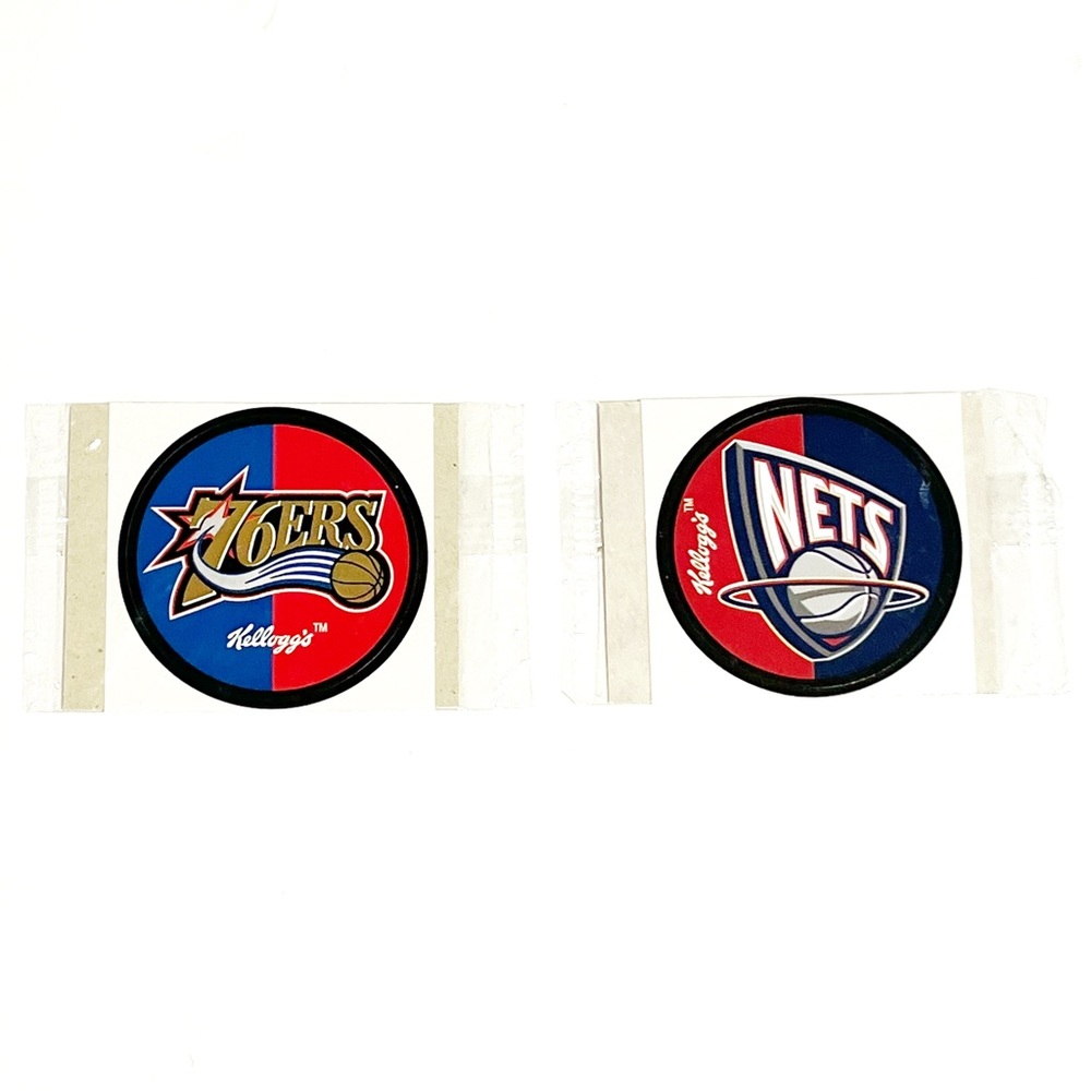 Vintage NBA Basketball Team Logo Stickers 76ers Nets Kelloggs Cereal Surprise